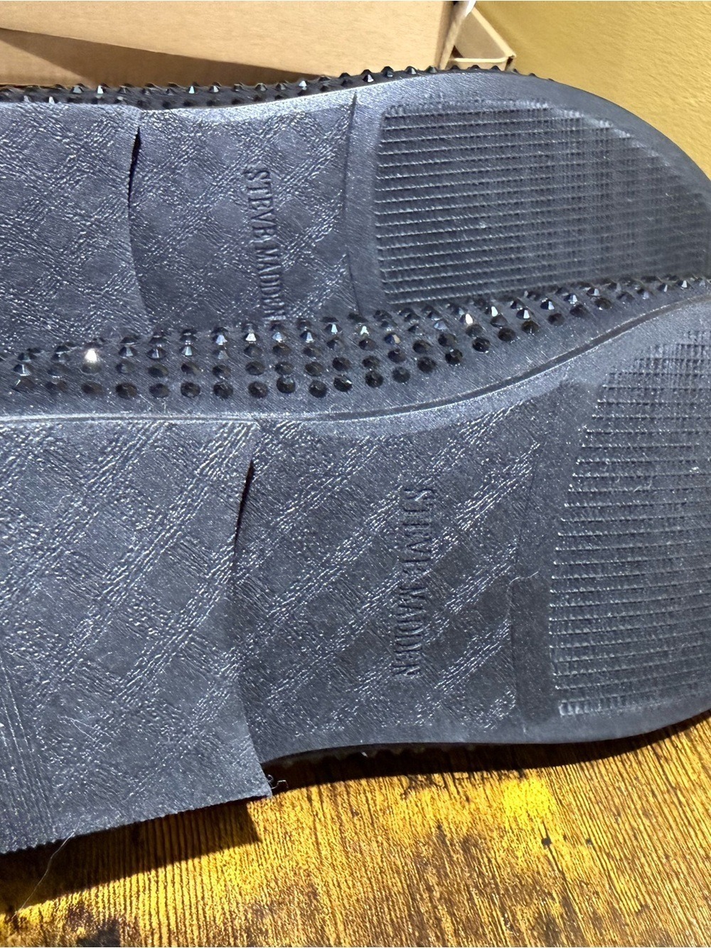 Steve Madden Black Studded Slip-On Loafers - Picture 4 of 6